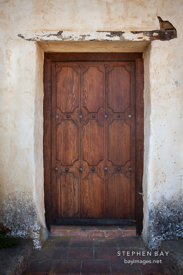 Heavy wooden door. Carmel Mission, California.