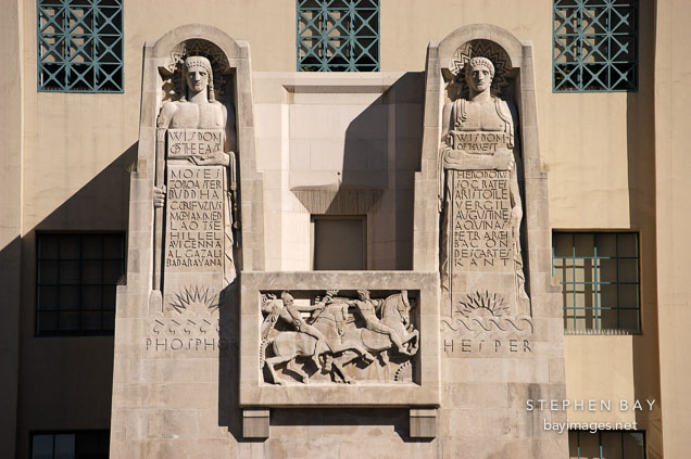 Wisdom of the east and west. Richard Riordan Central Library, Los Angeles, California, USA.
