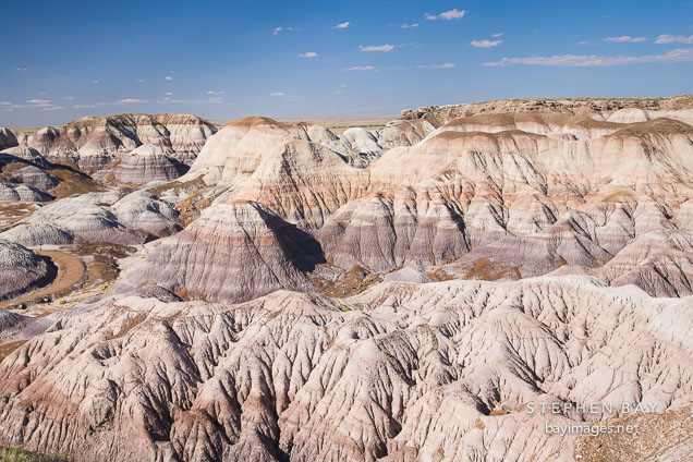 The Blue Mesa badlands are formed from bentonite clay. Petrified Forest NP, Arizona.