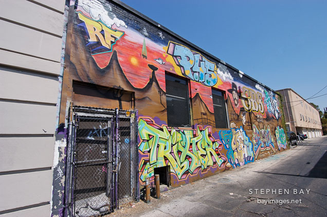 Graffiti in alleyway. Los Angeles, California, USA.