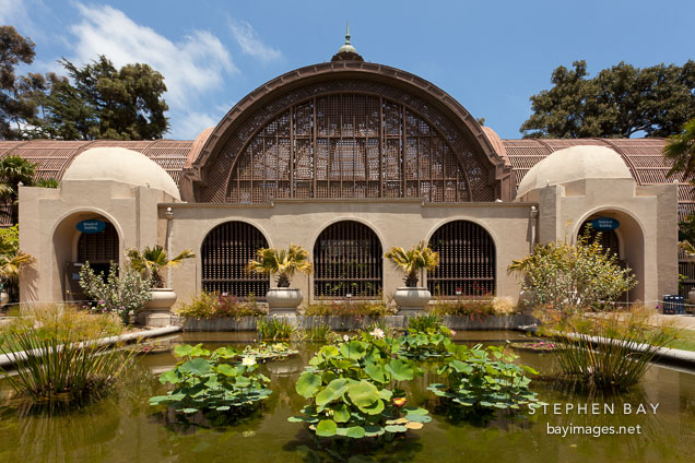 Pool in front of Botanical Building. Balboa Park, San Diego.