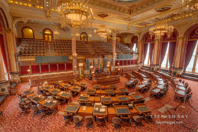 Senate chamber in the Iowa State Capitol. Des Moines, Iowa.