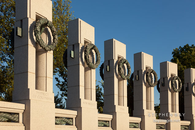 State pillars at the World War II Monument. Washington, D.C.