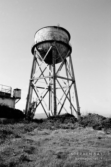 Water tower. Alcatraz, San Francisco, California.