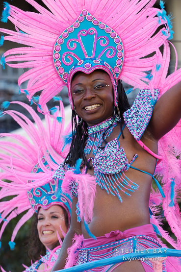 African-American woman at Carnaval's grand parade. San Francisco, California, USA.