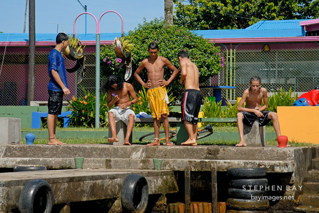 Young boys after swimming. Tortuguero village, Costa Rica.
