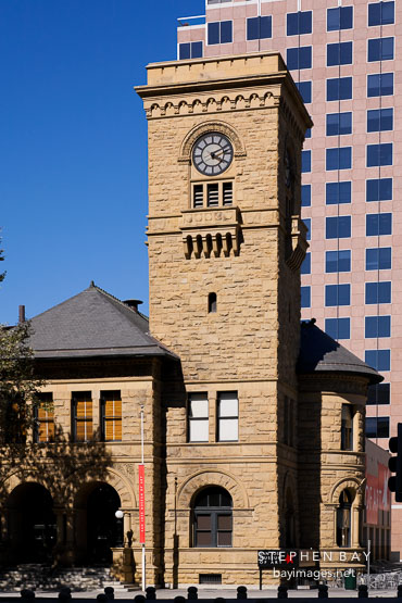 Clock tower at San Jose Museum of Art. San Jose, California.