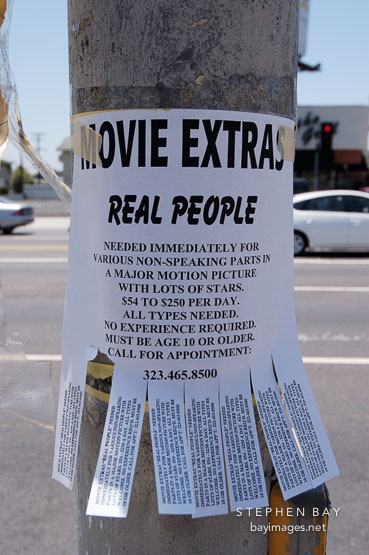 Movie extras wanted. Sunset Boulevard, Los Angeles, California, USA.