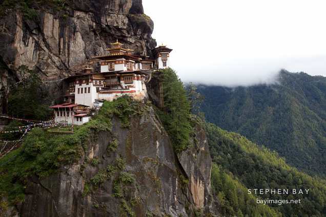 Taktshang Goemba is the most famous monastery in Bhutan. Paro Valley, Bhutan.