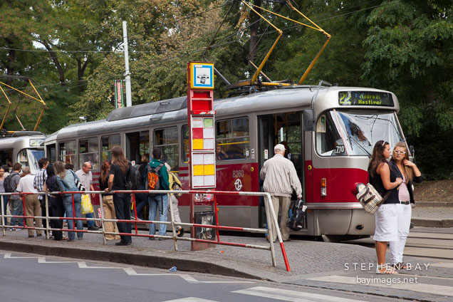 The famous Tram 22 in Prague. Czech Republic.