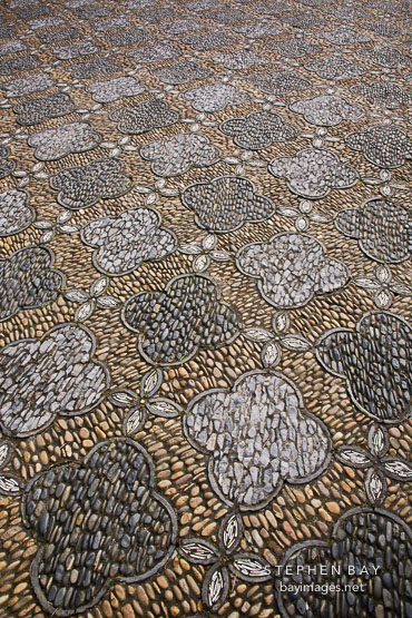 Pebble mosaic floor in the Dr. Sun Yat-Sen Chinese Garden. Vancouver, Canada.