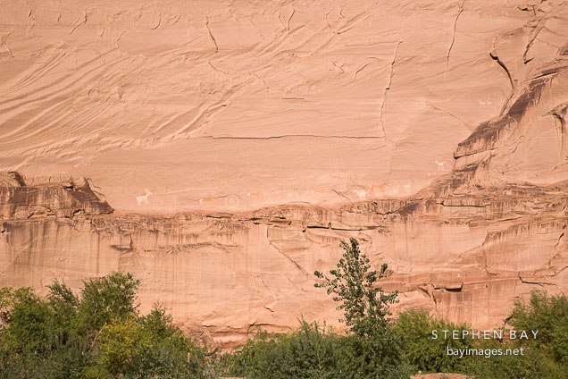 Pictograph on canyon wall at Antelope House Ruin. Canyon de Chelly NM, Arizona.