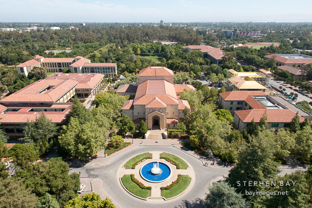 Aerial view of Stanford University campus.