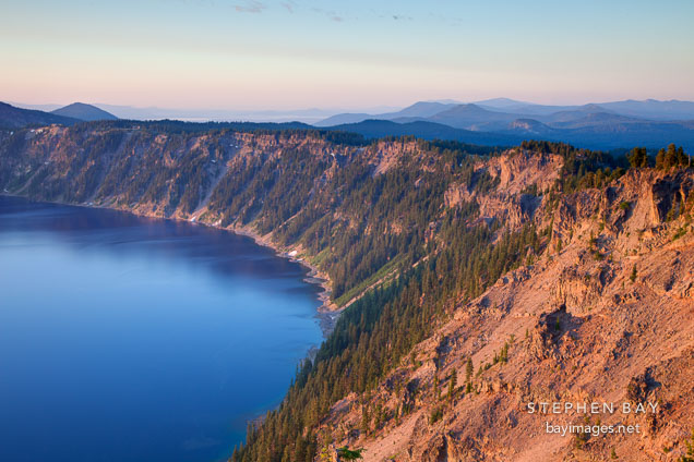 Crater lake rim at sunrise. Oregon.