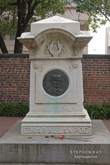 Grave of Edgar Allen Poe. Westminster Hall Cemetery, Baltimore, Maryland, USA.