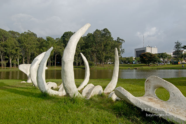 Whale bone artwork. Ballena. La Sabana Park, San Jose, Costa Rica.