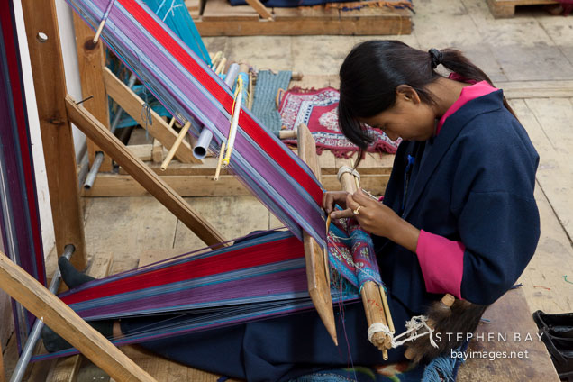 Weaving at the National Institute for Zorig Chusum. Thimphu, Bhutan.