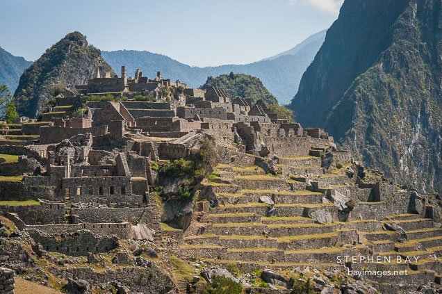Terraces northeast side of Machu Picchu, Peru.