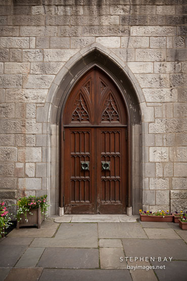 Arched door at Grace Church, New York city.