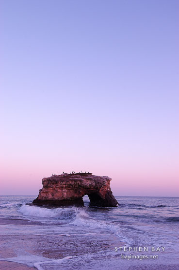 Natural bridges state beach at twilight, California, USA.