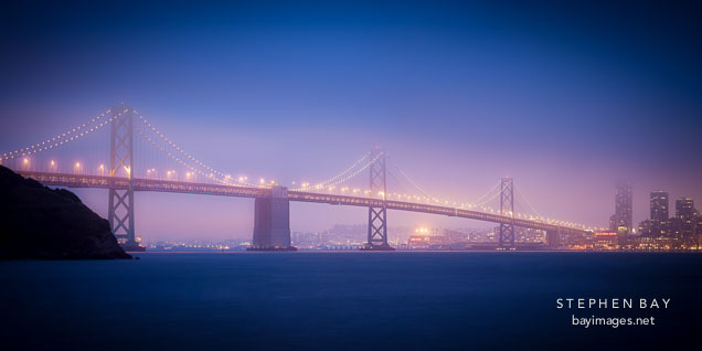 Panorama of the Oakland Bay Bridge.