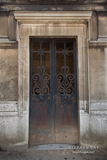 Tomb door. Pere Lachaise Cemetery, Paris, France.