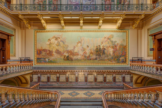 The painting Westward by Edwin Howland Blashfield. Iowa State Capitol building, Des Moines.