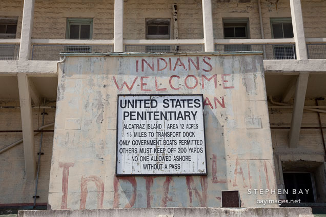 United States penitentiary sign. Alcatraz Island, California.