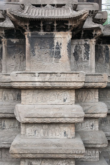 Wongak Pagoda in Tapgol Park is covered with elaborate carvings.
