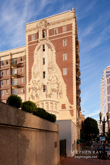 Decorative mural on the facade of the Oregon Historical Society. Portland, Oregon.