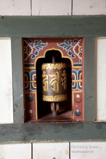 Prayer wheel at Punakha Dzong.