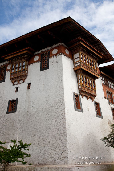 Fortress wall at Punakha Dzong. Punakha, Bhutan.