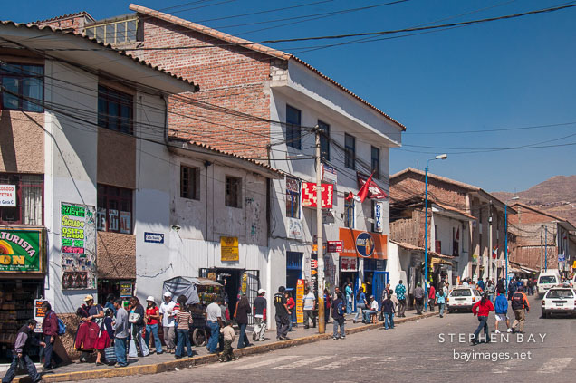 Stores and businesses on Calle Nueva. Cusco, Peru.