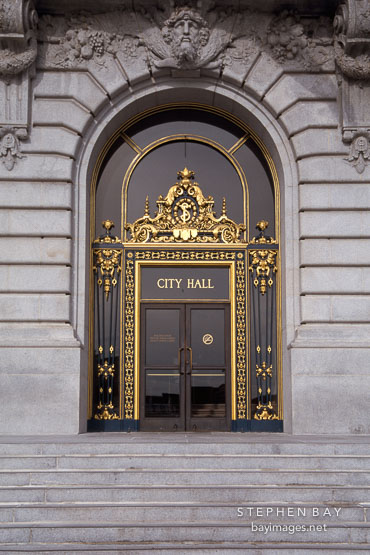 Doors to City Hall. San Francisco, California, USA.