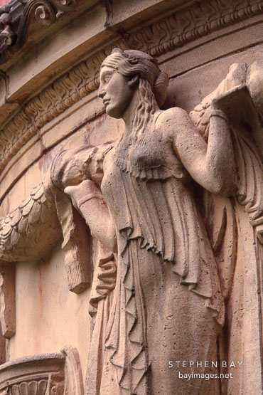 Sculpture of maiden holding garland. Palace of Fine Arts, San Francisco, California, USA.