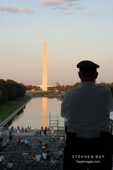 Park ranger and Washington Monument. Washington, D.C.