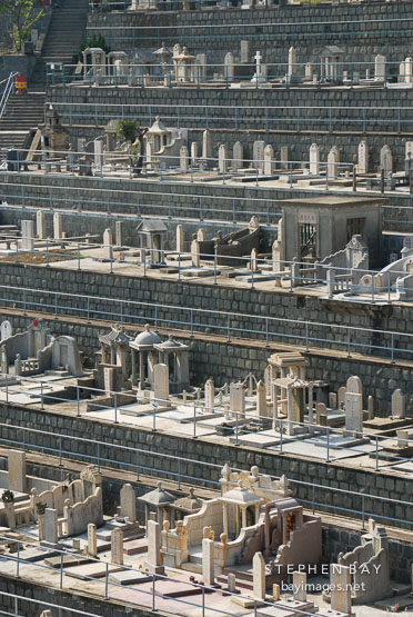 Terraces of the Chinese Permanent Cemetery. Aberdeen, Hong Kong, China.