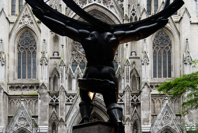 Statue of Atlas before Saint Patrick's Cathedral. New York City, New York, USA.