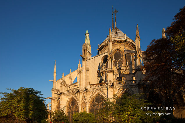 Sunrise on Notre Dame Cathedral. Paris, France.
