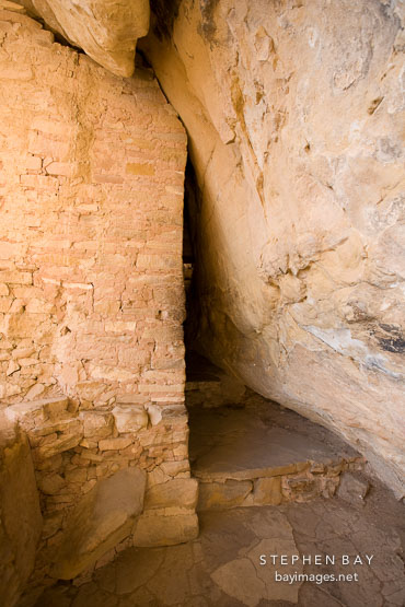 Narrow entryway to Balcony House. Mesa Verde NP, Colorado.