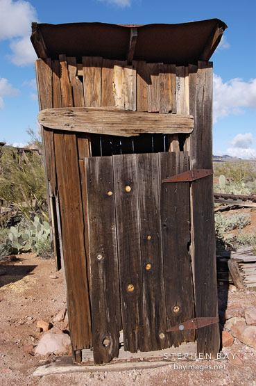 Wooden outhouse. Goldfield, Phoenix, Arizona, USA.