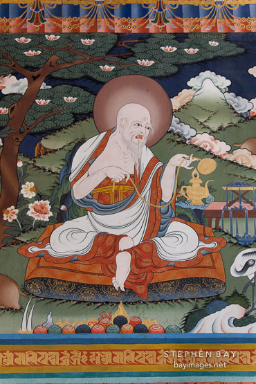 Painting of old man. Punakha Dzong, Bhutan.