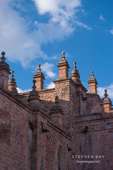 Pinnacle with finial, cathedral of Cusco. Plaza de Armas, Cusco, Peru.
