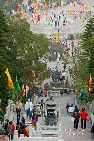 Steps (268) to reach the Tian Tan Buddha. Ngong Ping, Lantau Island, Hong Kong, China.