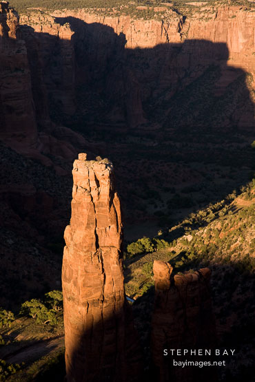Shadows and light on Spider Rock. Canyon de Chelly, Arizona.