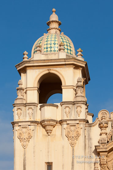Tower and dome of Casa del Prado. Balboa Park, San Diego.