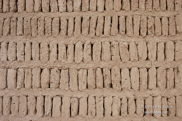 Adobe brick wall. Huaca Pucllana, Lima, Peru