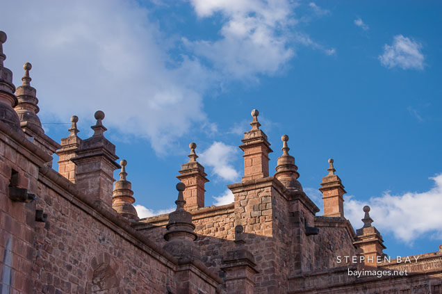Pinnacle with finial, cathedral of Cusco. Plaza de Armas, Cusco, Peru.