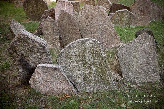 Gravestones in the Old Jewish Cemetery. Prague, Czech Republic.