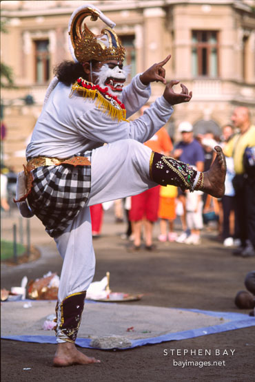 Man dancing in an animal costume. Helsinki, Finland.